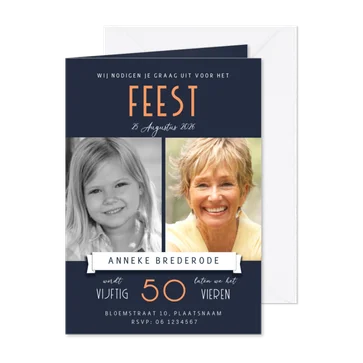 Verjaardagsfeest modern foto toen en nu 50 jaar
